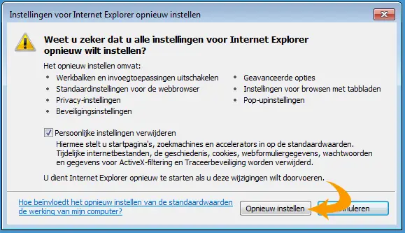 Internet Explorer herstellen