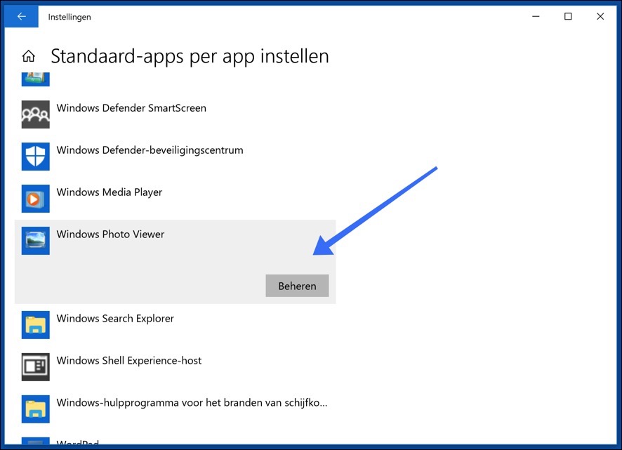 standaard-apps per app instellen windows 10