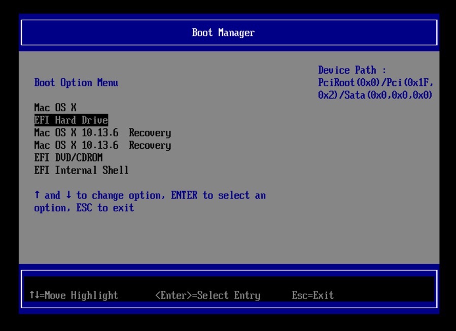 mac boot manager efi boot time machine backup testen
