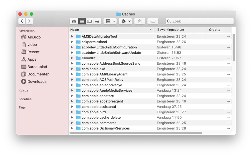cache bestanden verwijderen mac