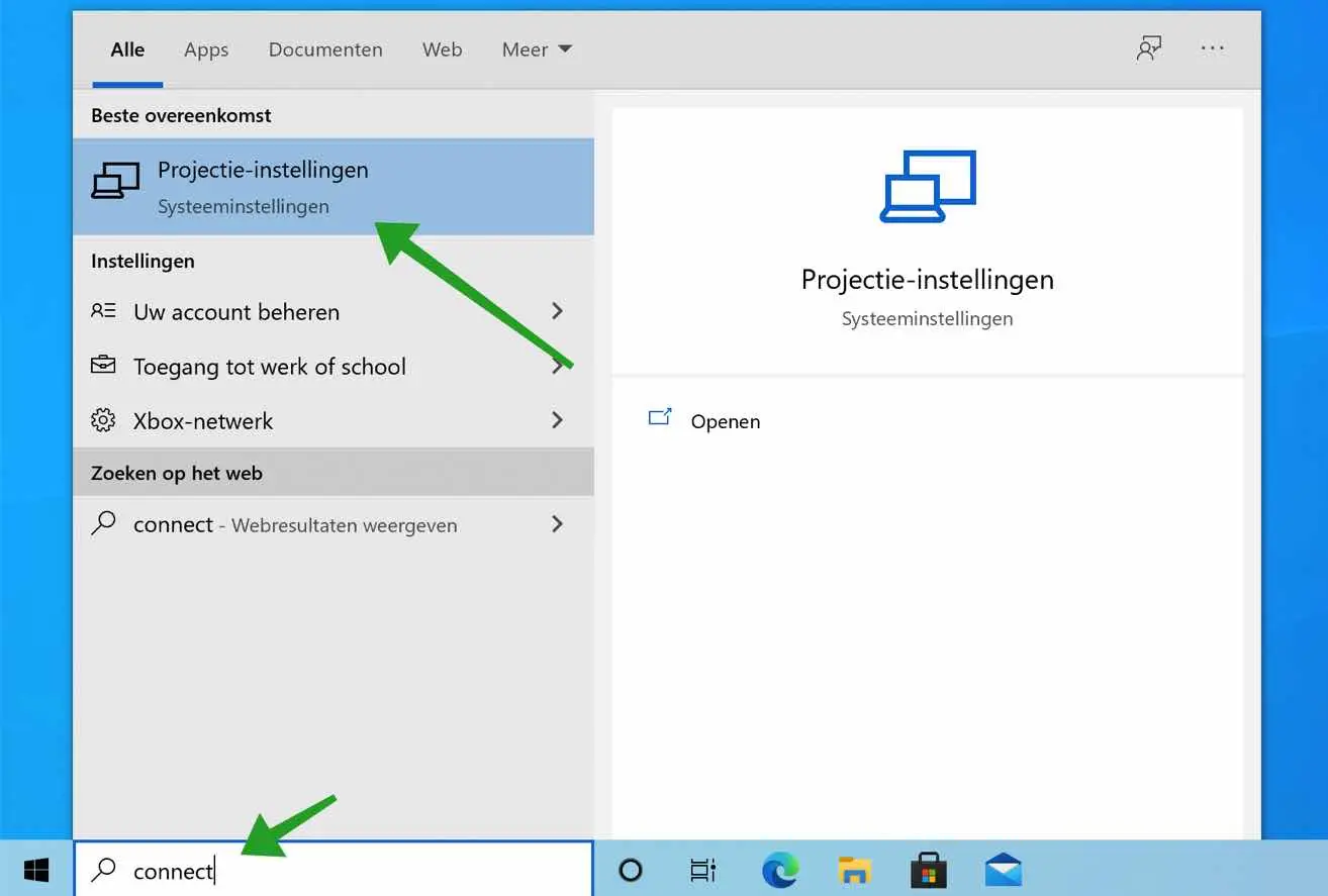 Draadloos beeldscherm (Connect app) toevoegen aan Windows (Miracast)
