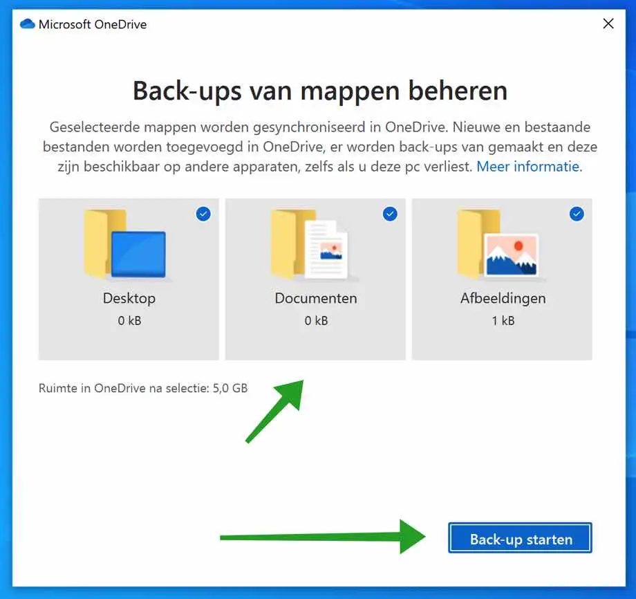 Maak een back-up van Documenten map met OneDrive in Windows