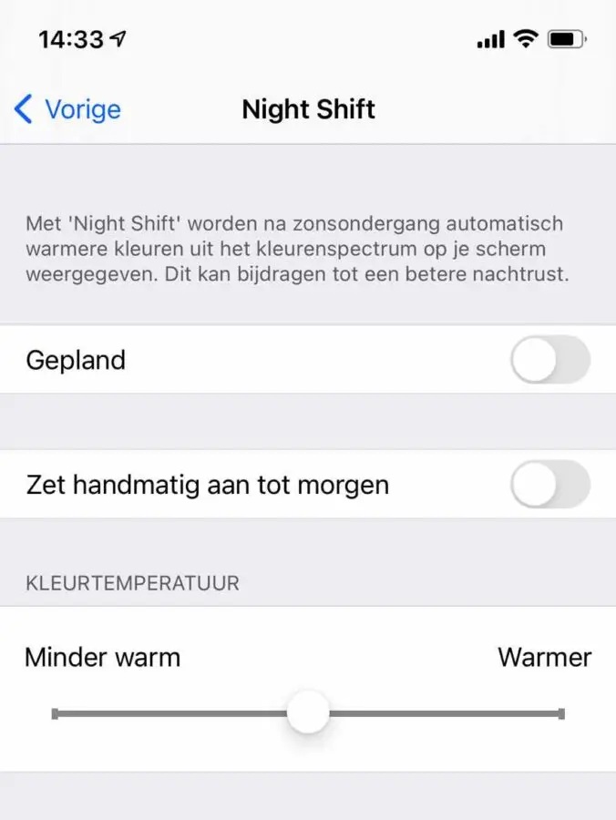 Night Shift iPhone of iPad