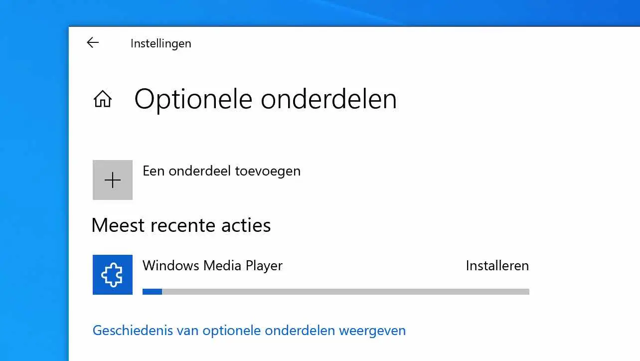 Windows Media Player installeren of verwijderen in Windows 10