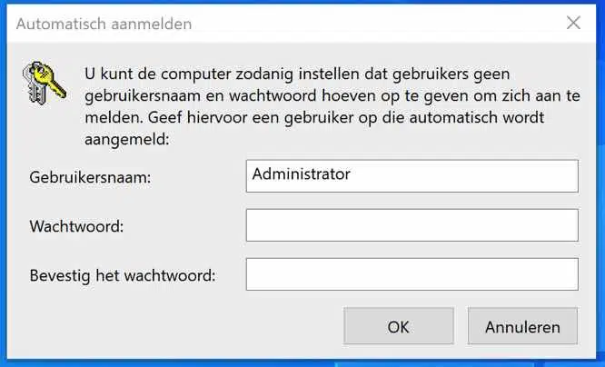 Automatisch aanmelden in Windows