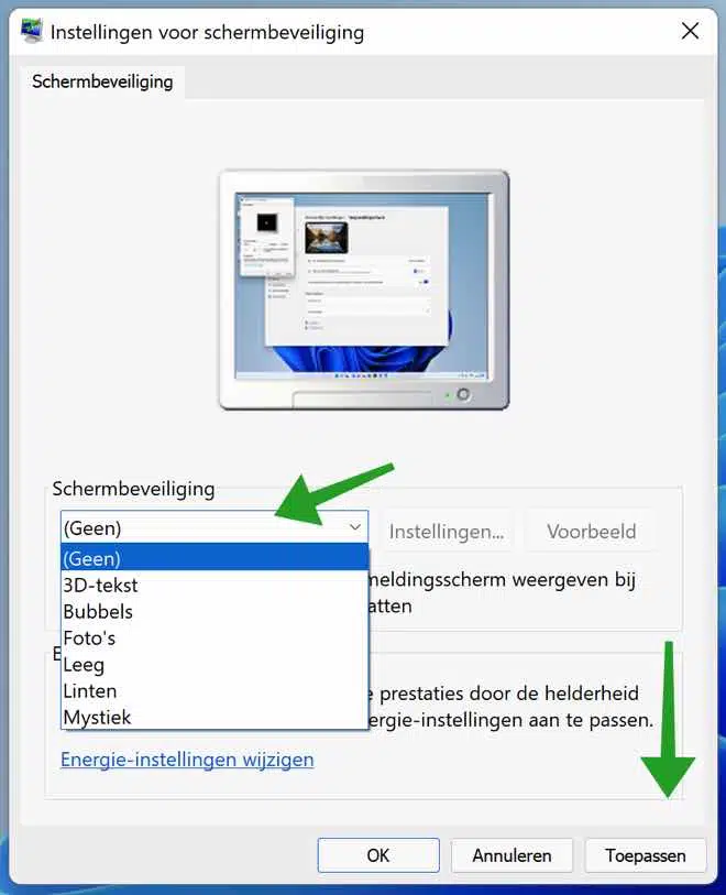 Schermbeveiliging Windows 11
