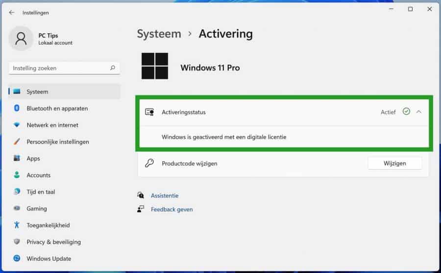 Windows 11 activeringsstatus