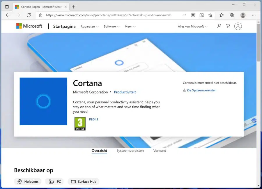 Cortana installeren