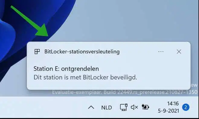 Dit station is met Bitlocker beveiligd melding