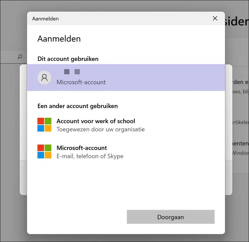 Microsoft account koppelen voor windows insider programma
