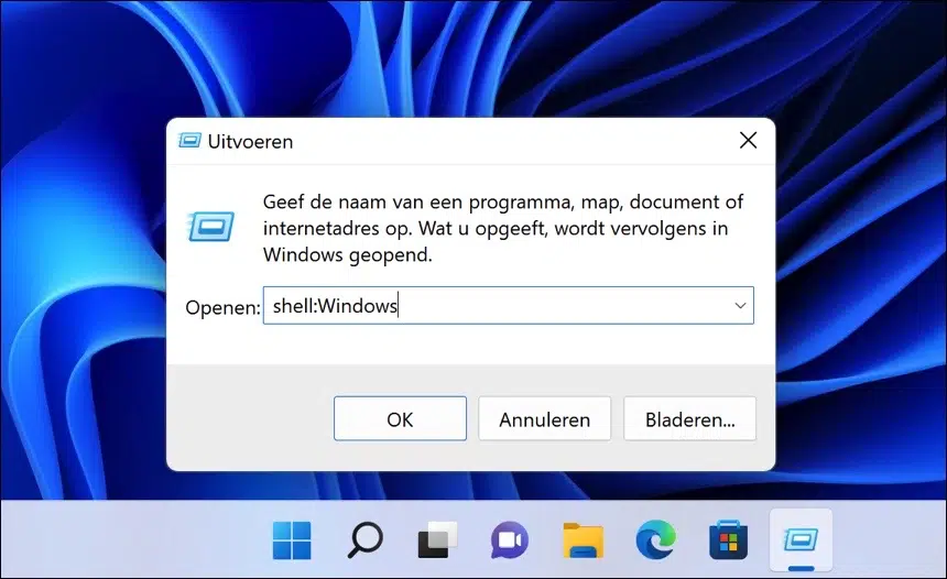 Shell commando uitvoeren in Windows 11