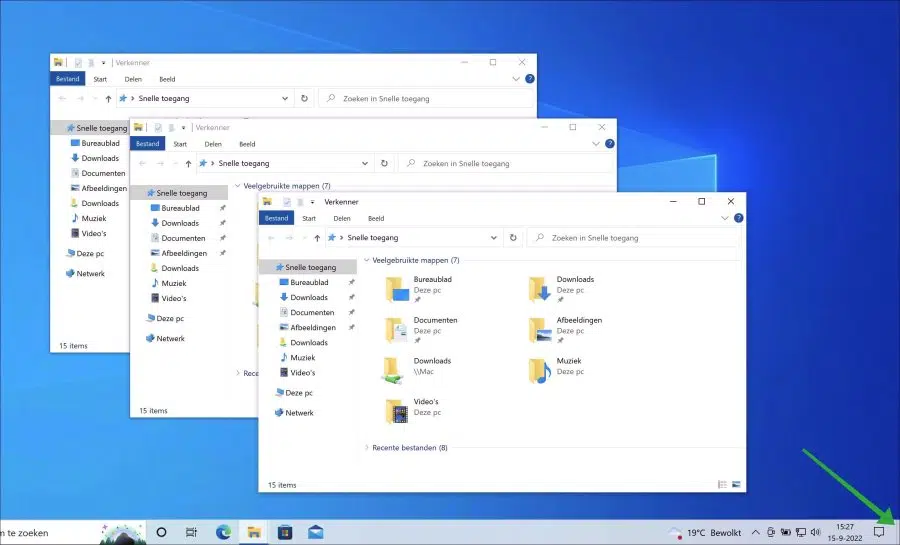 Mostrar brevemente a área de trabalho no Windows 10