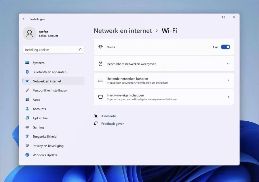 wifi instellingen beheren in Windows 11