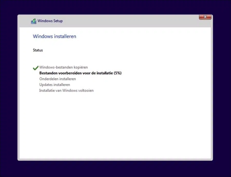 Windows 11 wordt geinstalleerd