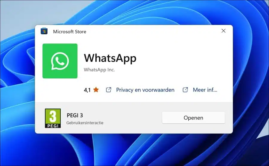 Whatsapp voor Windows 11 openen