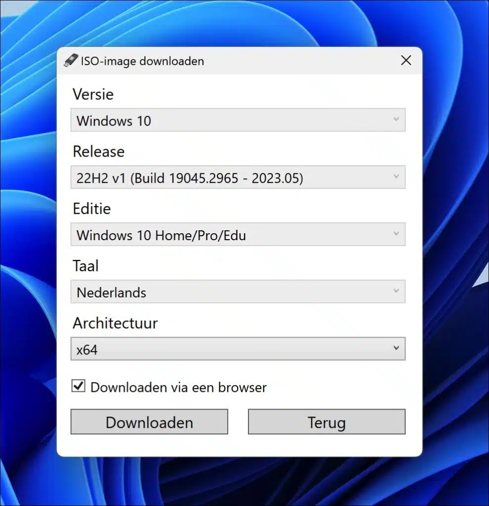 Windows 10 ISO downloaden via Rufus