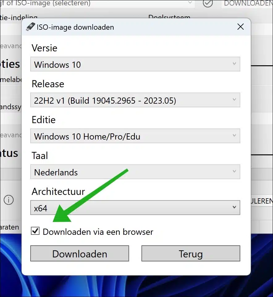 ISO image downloaden van Windows 10