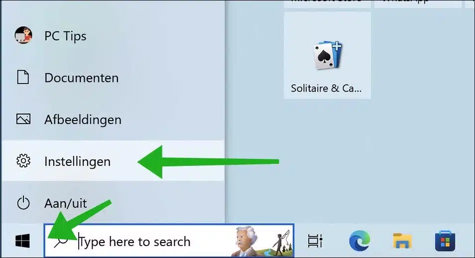 Instellingen openen in Windows 10