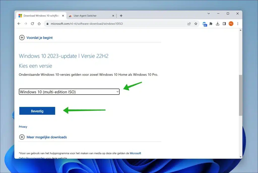 Windows 10 ISO direct downloaden via Microsoft