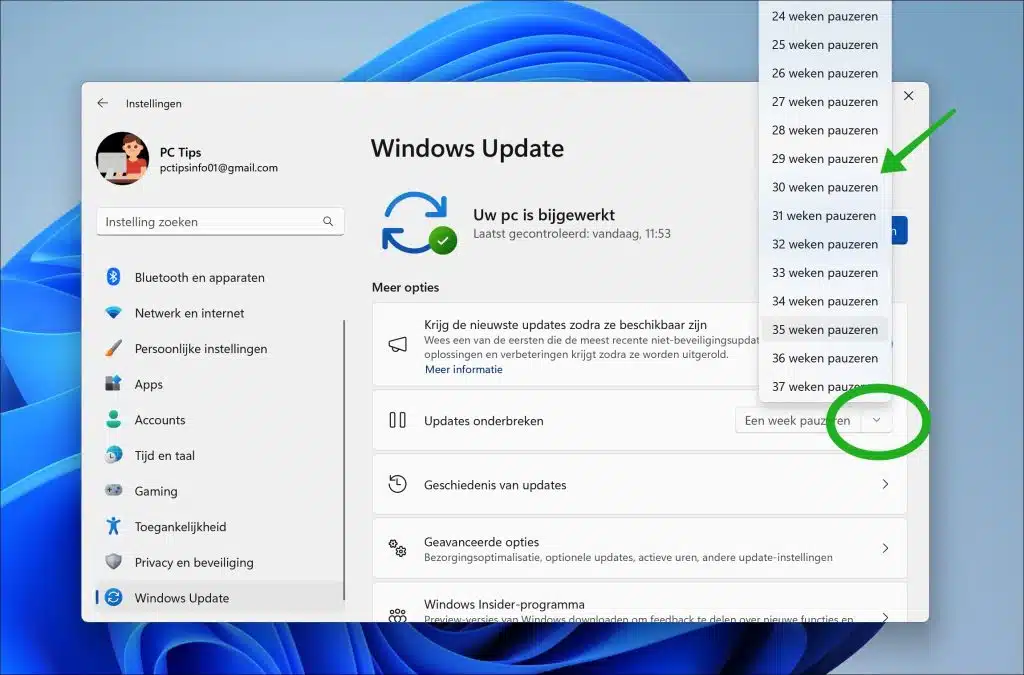 updates onbreken in windows - hoe te verlengen?