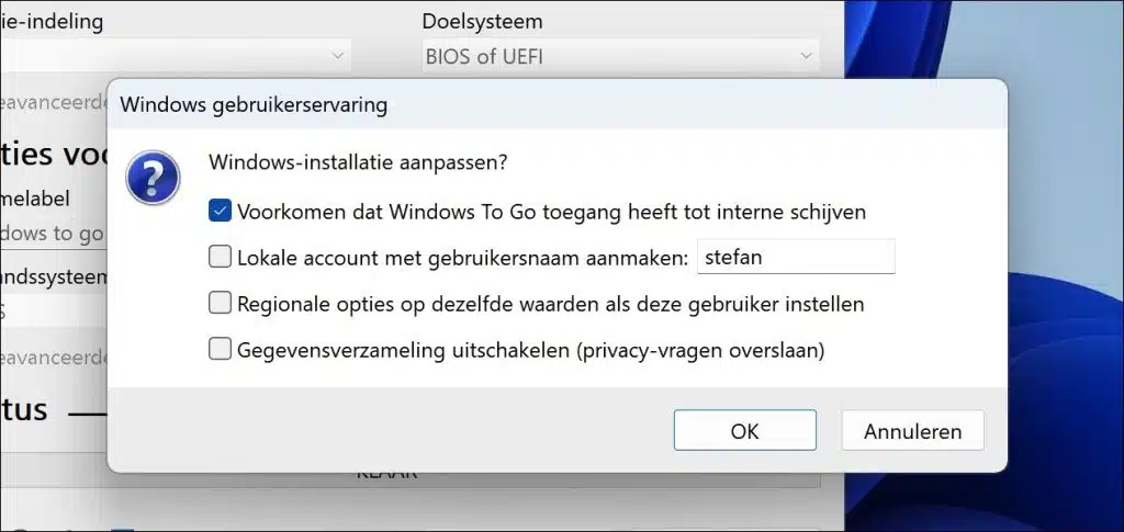 Windows gebruikerservaring instellen