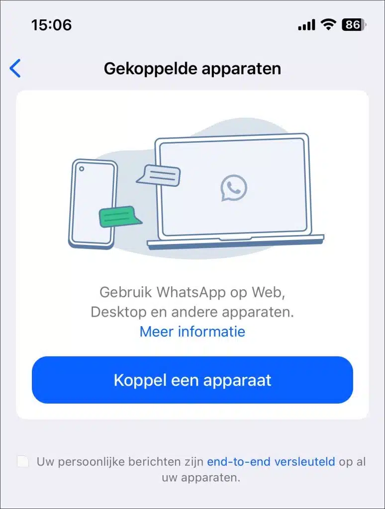 Whatsapp koppel een apparaat