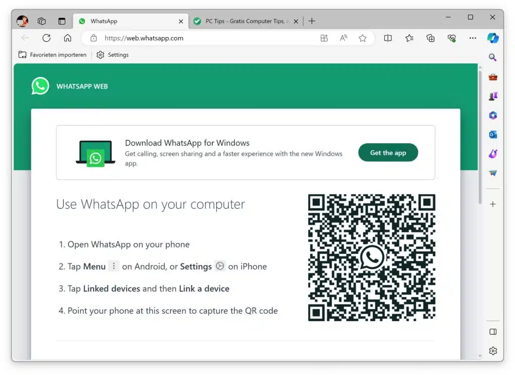 Whatsapp web QR code scannen