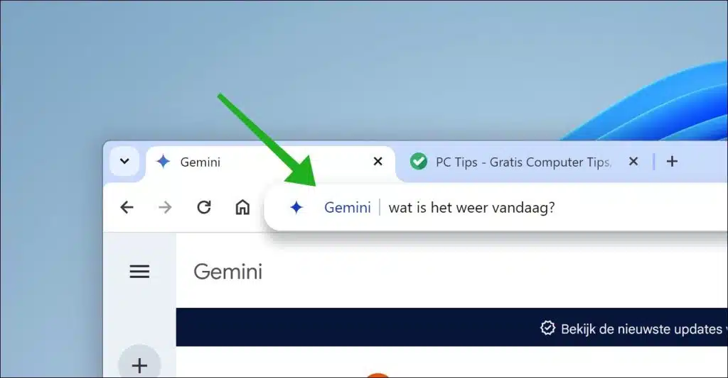 Gemini AI gebruiken via de Google Chrome adresbalk