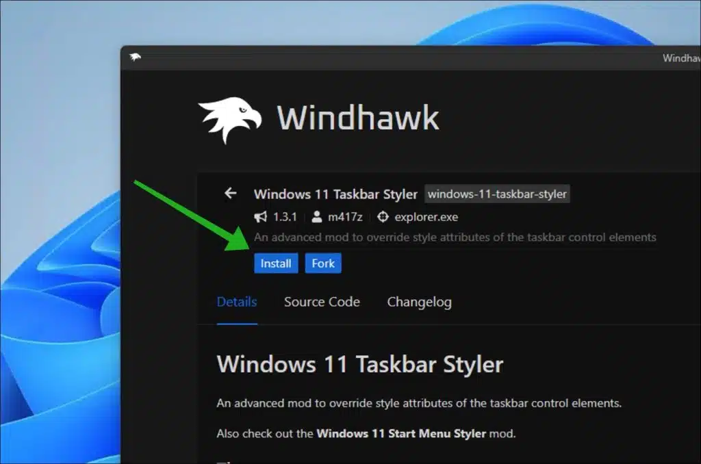 Windows 11 taskbar styler installeren