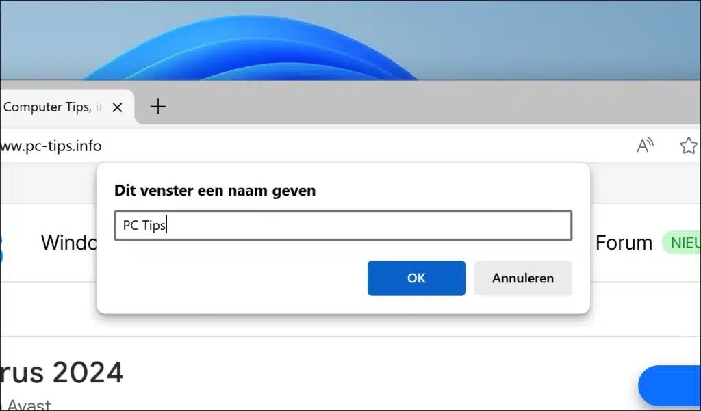 Venster Een Naam Geven In Microsoft Edge Of Google Chrome