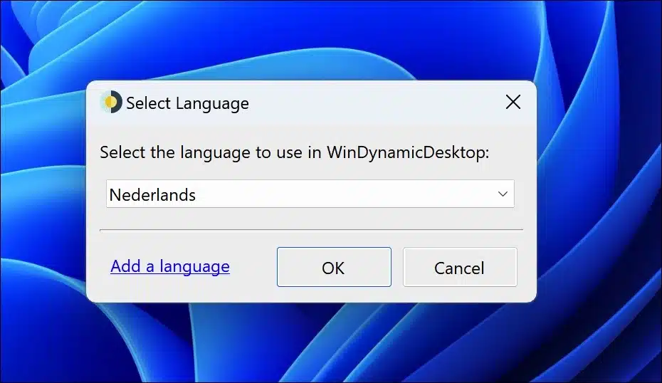 WinDynamicDesktop taal instellen
