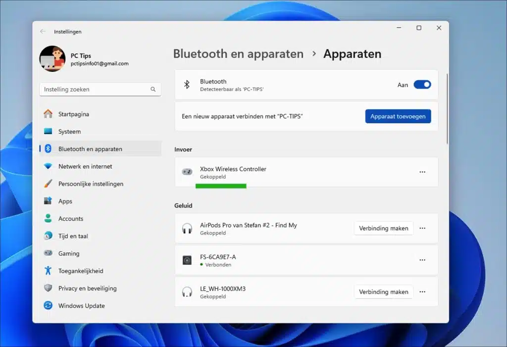 Xbox controller verbinden aan Windows 11 pc via USB