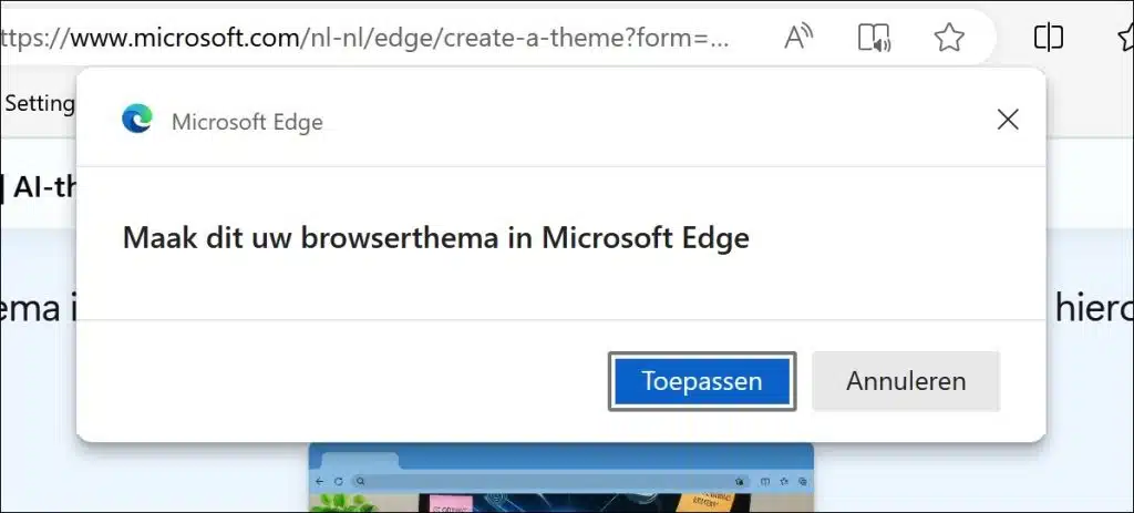 Browserthema Edge browser